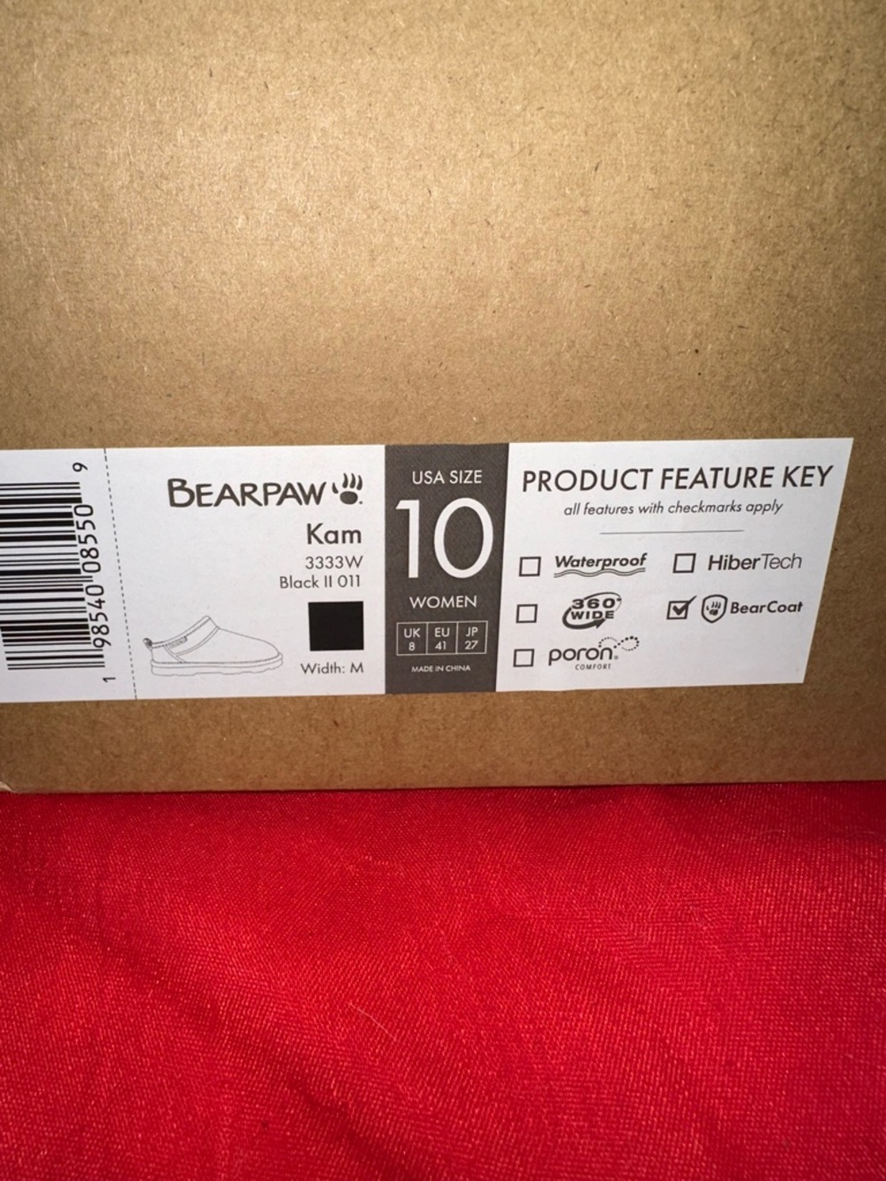 BearPaw Kam Women's Slip-On Shoe Box Label - Black